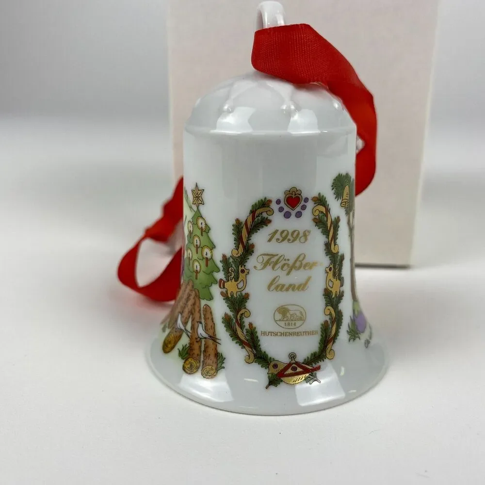 VTG Hutschenreuther Flößerland 1998 Germany Christmas Bell Ornament Porcelain